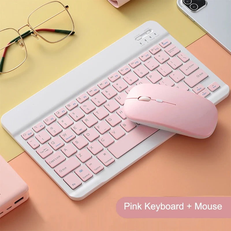 Kit Teclado Mouse Sem Fio Bluetooth Tablet S6 Lite S7 S9 Fe